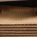 Eccliy 6 Pack Poly Wicker Bread Baskets 19 Inch Imitation Rattan Serving Trays for Bread Snacks Fruit Vegetables Tabletop Display Basket for Kitchen Restaurant Home Hotel