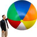5 ft or 5.9 ft Giant Inflatable Beach Ball Jumbo Rainbow Ball Extra Large Inflatable Toys for Pool Summer Beach Pool Event Party Massive Games (70.8 In)