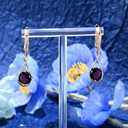 14k Rose Gold Plated Dark Purple Round Rhinestones Teardrop Earrings Dangle Hypoallergenic Stone Earrings for Women