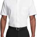 Van Heusen Men's Short Sleeve Regular Fit Oxford Solid Dress Shirt (17.5"-18" Neck, White)