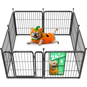 FXW Rollick Unleashed Dog Playpen for Indoor, Yard, RV Camping, 24 inch 8 Panels for Small and Puppy Dogs, BlackPatented