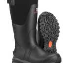 Showave Men's Arctic Pro Rubber Hunting Boots with Steel Shank Insulated Rain Boot Waterproof Neoprene Mud Boot Outdoor Snow Working Boots Cold Weather (10, Black)