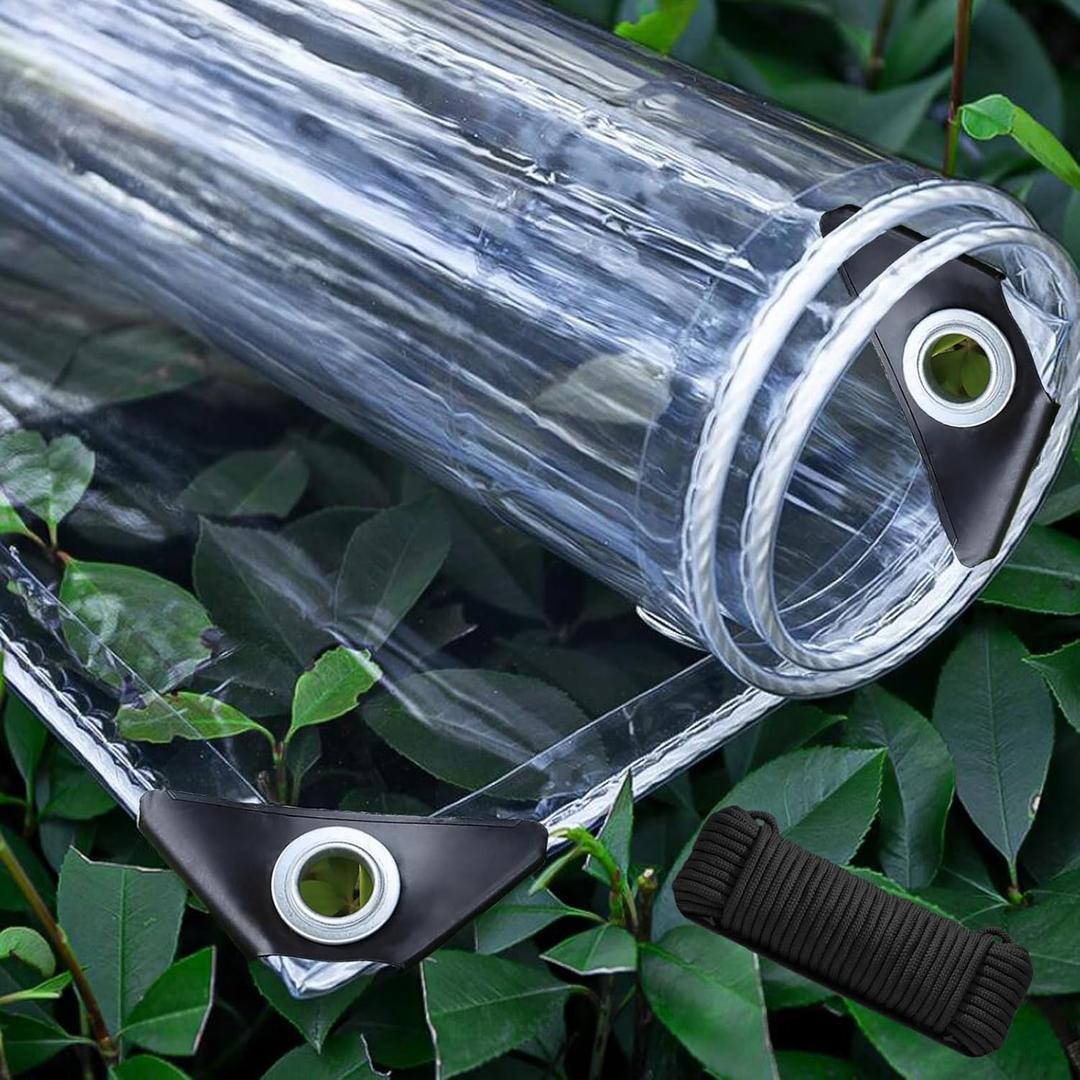 Clear Tarp 10x20 FT, Clear tarps Heavy Duty Waterproof, 14 Mil Vinyl Tarp with Metal Grommets, UV & Tear Resistant, for Porch, Outdoor, Patio