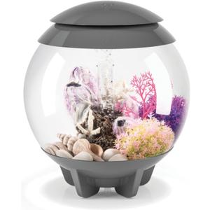 biOrb Halo 15 Acrylic 4-Gallon Aquarium with Multi-Color Remote-Controlled LED Lights Modern Compact Tank for Tabletop or Desktop Display, Gray