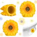 Honeydak 2 Pack Toilet Bolt Caps Decorative Yellow Sunflower Toilet Bolt Screw Covers Cute Ceramic Bathroom Decor Fun Themed Gadgets Bathroom Replacement Parts