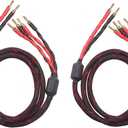 KK Cable k4B-2B Bi-Wire Speaker Cable, 2.5M (8.2ft) PER Wire, 1pair Set (Total 12 Banana Plugs), Black, Male-to-Male, Outdoor, FCC Certified