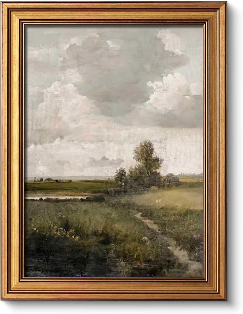 Gold Framed Vintage Wall Art for Room Decor Natural Landscape Wall Decor Rustic Farmhouse Canvas Prints Painting for Living Kitchen Room Bedroom Desktop Artwork 12x16 Inch (country)
