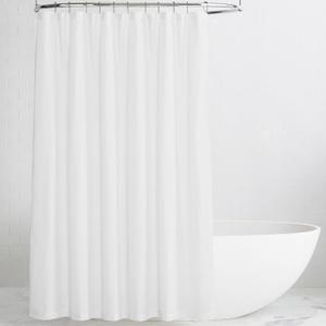 KGORGE White Linen Shower Curtain - Semi Sheer Lightweight Button Hole Half Privacy Quick Dry Shower Curtains for Bathroom Bathtub Decor, White, 72 x 72 inches Long, Hooks Included