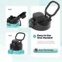 2 x 1 Pack Auto Flip Lid for 32 oz 53 mm Wide Mouth Bottles, BPA Free, Replacement Cap Accessories with Handle, Black