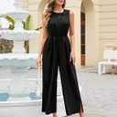 Dressystar Women's Formal Jumpsuits Dressy One Piece Outfits 2025 Summer Wide Leg Sleeveless Long Rompers With Pockets (XL)