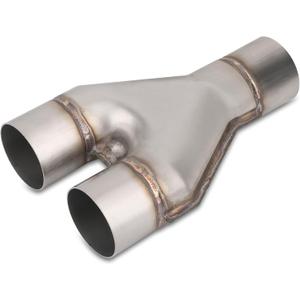 Vurkcy 2.5 inch Exhaust Y Pipe, 2.5" Single to 2.5" Dual Exhaust Adapter Connector, 10" Overall Length, Universal 2 1/2 Inch Y Tail Pipe, Weld-on, Silvery