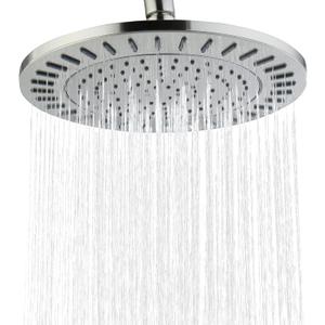 BRIGHT SHOWERS Rain Shower Head, 9 Inch High Pressure Waterfall Showerhead with Adjustable Angle and Anti-clogging Silicone Nozzles, Luxury Bathroom Overhead Shower, Brushed Nickel