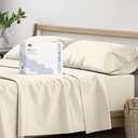 Mayfair Linen 100% Organic Cotton Sheets California King Size - 4 PC Organic Cotton Cal King Size Percale Weave Sheet Set, Soft, Cooling & Crisp, 16" Deep Pocket Hotel Quality Bedding Set - Ivory