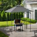 SUNJOY 8 x 5 ft. Grill Gazebo Pop Up Double Tiered Outdoor Gazebo Standing-Height Canopy with Magnetic LED Light, Adjustable Ceiling Height, for BBQ,Picnics, Outdoor Events, Gray