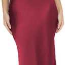 Women's Summer Satin Strapless Tube Top Maxi Dress Elegant Silk Backless Halter Neck Formal Party Dresses Wedding Guest (Burgundy, XS)