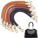 PH PandHall 6pcs Braided Purse Straps, 2Colors 12.4 Inch PU Leather Handbag Handles Short Handbag Strap Replacement Handles with Golden Lobster Clasp for DIY Bag Handbag Tote