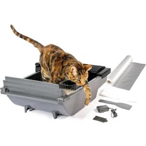 Pet Zone Self Cleaning Semi Automatic Cat Litter Box - Smart Scoop Cat Litter Box with 18 Bags & Carbon Filter for Up to Two Cats 6-16 Pounds