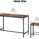 Homeiju Bar Table and Chairs Set, Bar Table with 2 Stools, Space-Saving Dining Pub Set for 2, Perfect for Kitchen, Breakfast Nook, Living Room & Small Spaces (Rustic Brown), 43.3 x 18.9 x 35.6 inches