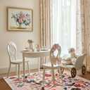 Boho Floral Area Rugs 5x7 Soft Washable Stain Resistant Indoor Floor Carpet Rug Vintage Beige Low Pile Non Slip Rug Spring Farmhouse for Living Room Bedroom Dining Room Playroom Nursery Family Room (Baby Pink)
