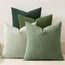 MIULEE Sage Green Pillow Covers 18x18 Inch Set of 4 Boho Farmhouse Home Decor Mordern Nordic Throw Pillows Covers Summer Soft Corduroy for Couch Bed Sofa Living Room Forest Green