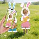 Easter Decorations Yard Signs - 2 Pcs Happy Easter Face Outdoor Large Waterproof Bunny Photography Decor with Stakes for Garden Lawn Patio 42 Inches Spring Holiday Egg Hunt Game Party Props