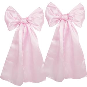 Coquette Birthday Party Decorations, 2 Pack Big Pink Bows 18 x 33 Inches Party Background Decorations Large Satin Ribbon Bow Hanging Decor for Bachelorette Baby Shower Bridal Engagement Wedding (Light Pink)
