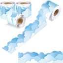 Aodaer 3 Rolls 98.4 ft Blue Sky Cloud Bulletin Board Borders Scalloped Border Trims Cloud Shaped Decorative Classroom Rolled Bulletin Border Trim Back to School Decoration for School Blackboard Decor