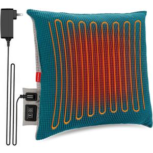Comfytemp Heated Pillow for Lumbar Support Gifts for Father, FSA HSA Eligible Electric Pillow for Back Pain Relief, Flannel USB Heating Pillows for Period Cramp/Abdomen/Neck, for Mom, 17.7" x 17.7"