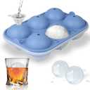 Ice Ball Maker, TINANA Reusable 2.5 Inch Ice Cube Trays, Easy Release Silicone Round Ice Sphere Tray with Lids & Funnel for Whiskey, Cocktails & Bourbon