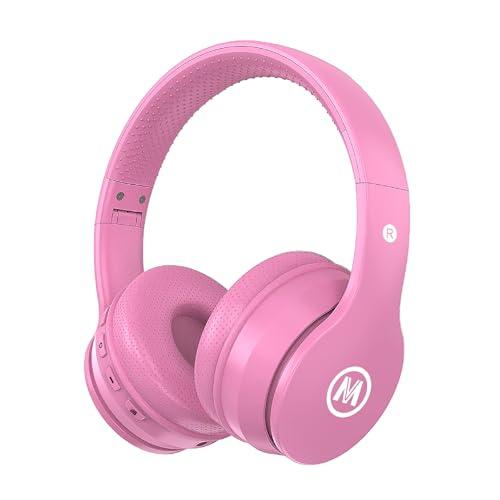 Mokata Headphones Kids Bluetooth 5.4 Wireless Play Time 68H Safe Volume Limit 85/94dB Over-Ear Foldable Headset,Fast Charging,with Aux Cord Built-in Mic for Toddler Child Pad Study Tablet Pink