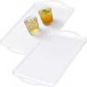 Extra Large White Serving Tray with Handles, 19''x11.6'' Melamine Platters, Ottoman Tray for Serving Food, Turkey, Cookie, Cupcakes, Desserts, Dishwasher Safe, Set of 2,Mats Included