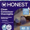 The Honest Company Comfort Dry Overnight Diapers, Up to 12 Hours Protection, Hypoallergenic, Cozy Cloud + Star Signs, Club Box Size 5 (27+ lbs), 40 Count