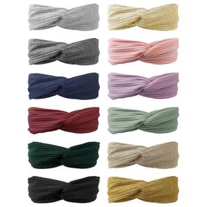 Knotted Headbands for Women and Girls, No Slip Fashion Head Bands - 12 Pcs with 12 Colors