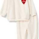 Amazon Essentials x Sofia Grainge Unisex Toddlers and Babies' Sweatshirt & Sweatpant Set (18 Months, Hearts/Valentine)