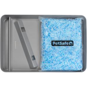 PetSafe ScoopFree Official Stainless Steel Reusable Tray - Includes 4.3 lb. of Premium Non-Clumping Crystal Cat Litter, Fresh Scent