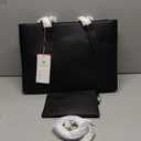 LOVEVOOK Laptop Bag for Women, Fashion Computer Tote Large Capacity, Leather Shoulder Bag Purse Set, Professional Business Work Briefcase for Office Lady 2PCs, Fit 15.6 Inch Laptop, Black