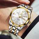 OLEVS Watch for Men Business Diamond Easy Read Men's Wristwatches Analog Luxury Date Stainless Steel Waterproof Luminous Dress Mens Watches