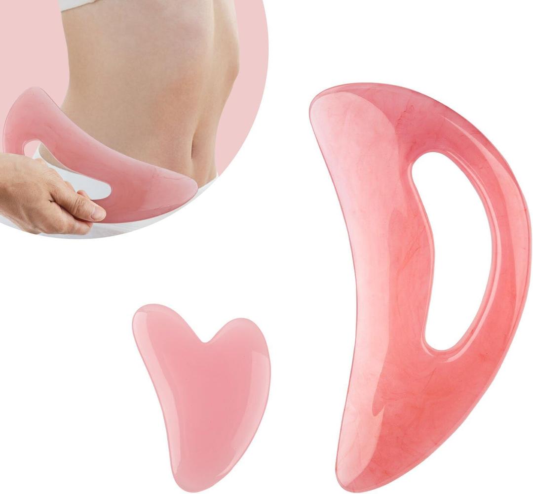 FDKJEJC Body Gua Sha Tool Cellulite Guasha Tool for Body Large Body Massage Tools (Natural Resin) Lymphatic Drainage Tool Guasha Tool for FaceBack, Legs, Women's Body Shaping Tools (Pink)