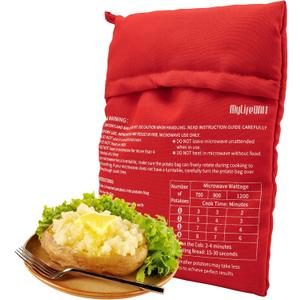 MyLifeUNIT Microwave Potato Bag, Baked Potato Microwave Baking Bag, Red (10" x 8")