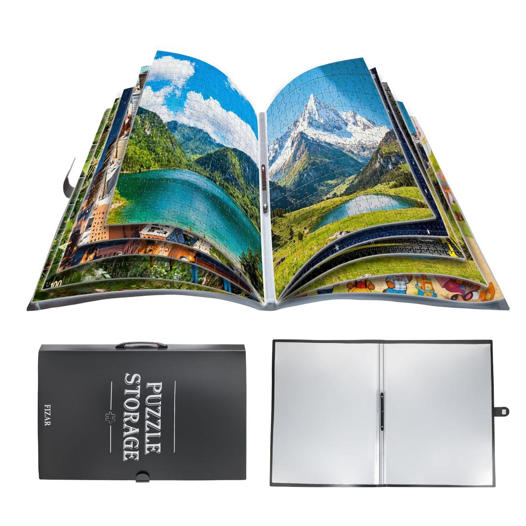 1000 Pcs Puzzle Storage Portfolio Folder with 20 Acid- Free Pockets, Large Capacity Puzzle Organizer, Portable, Dustproof and Protective Accessory for Jigsaw Enthusiasts White