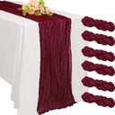 6 Pack 10FT Cheesecloth Table Runner 20 x 120 inch Long Boho Rustic Gauze Romantic Cheese Cloth Sheer Table Runner for Wedding Dining Event Birthday Anniversary Party Decoration(Burgundy)