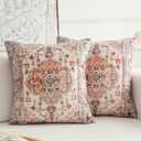 Boho Throw Pillow Covers 22x22 inch Set of 2,Boho Vintage Carpet Pattern Antique Ethnic Decor Double Sided Pattern Cushion Cover Soft Pillow Case Living Sofa Room Bed Square Pillow Cover