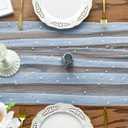 Artoid Mode 3PCS Pearl Blue Gauze Table Runner 120 Inch 10FT, Seasonal Sheer Dining Holiday Wedding Birthday Baby Shower Table Decor for Home Party, 28" x 120", 3pc