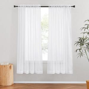 NICETOWN Sheer White Curtains 68 inch Length 2 Panels Set, Rod Pocket Translucent Modern Voile Sheer Airy & Breathable Curtains & Drapes for Bedroom/Living Room, W54 x L68
