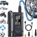 Tire Inflator Portable Air Compressor,145 PSI Cordless Mini Tire Pump with Pressure Gauge Digital Display,Auto Shutoff Function & LED Light for Car,Ball,Motorcycle,Bike