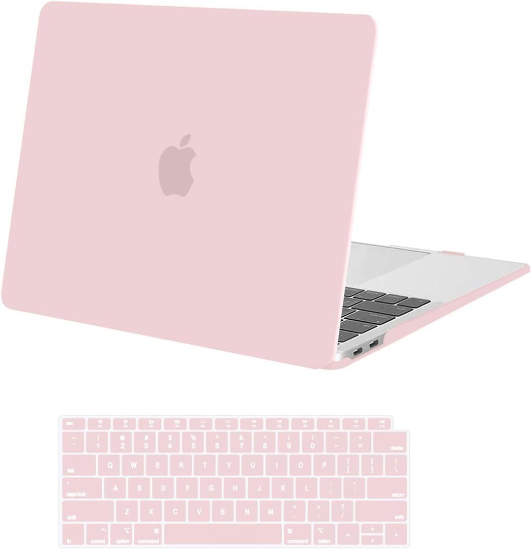 MOSISO Compatible with MacBook Air 13 inch Case 2022 2021 2020 2019 2018 Release A2337 M1 A2179 A1932 Touch ID, Plastic Hard Shell Cover&Keyboard Cover for MacBook Air 13.3 inch Case, Rose Quartz