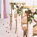 Wedding Aisle Decorations - Set of 10 Pew Flowers - Artificial Roses & Eucalyptus - Pink & Cream - 5.5" x 13" - Elegant Traditional Modern Style - Chair Flowers