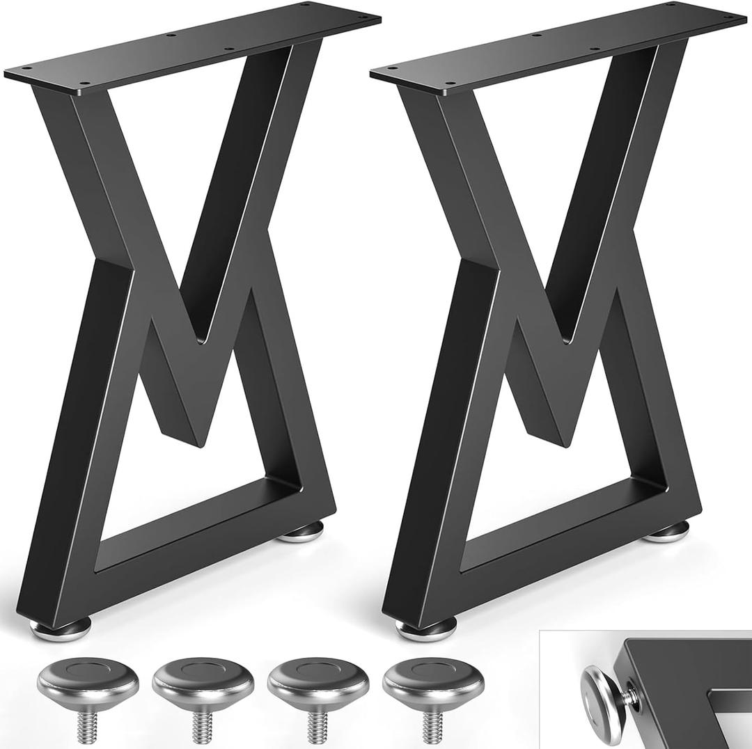 16" Metal Coffee Table Legs, Sturdy Black Bench Legs, Suitable for DIY Furniture Legs, Dining Tables, End Table, Chair, Desks, and Benches - 40 cm H x 30 cm W, Set of 2 (16" V-Type)