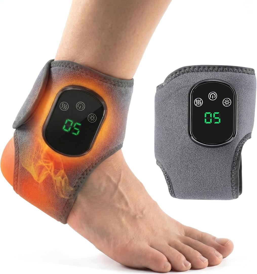 Triple Method Therapy Foot Ankle Massager - Massage for Neuropathy with 5 Heat Levels Vibration Modes Compression - Portable Heating Wrap Device for Pain Relief Rejuvenate Feet Circulation