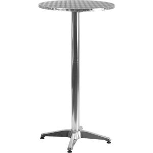 Flash Furniture 23.25" Round Aluminum Indoor/Outdoor Bar Height Table with Flip-Up Top, Heavy-Duty Aluminum Flip-Up Top Cocktail Table, Silver